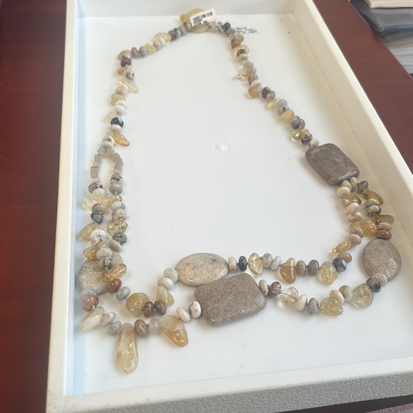 2 Strand Coral Fossil Citrine Agate Necklace - Picture 3 of 3